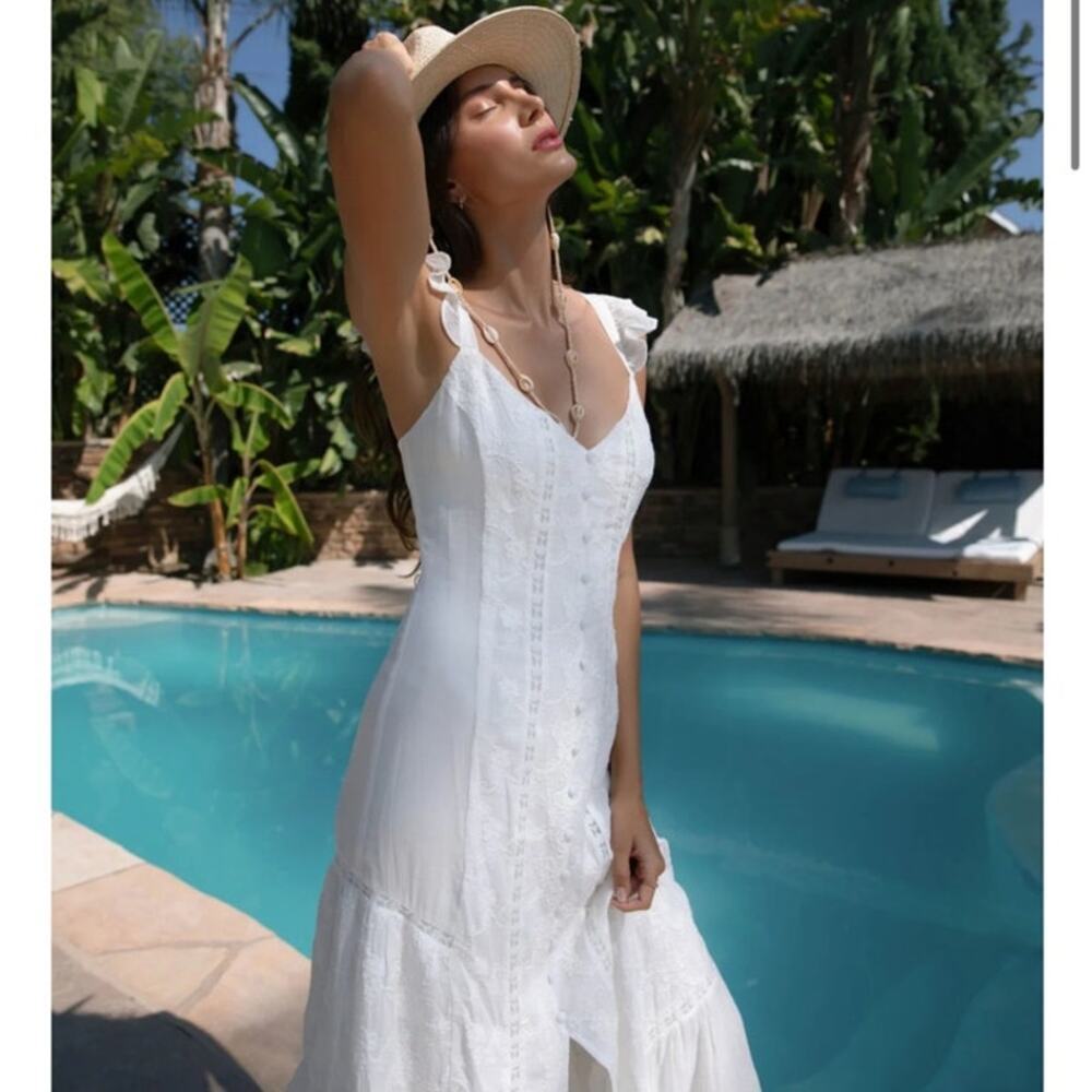 NEW Lost and wander white flora cottagecore sundress Large - Picture 6 of 11
